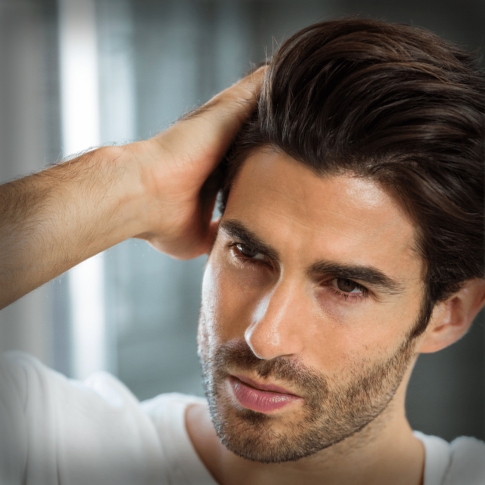 image resembling a man with natural looking hair