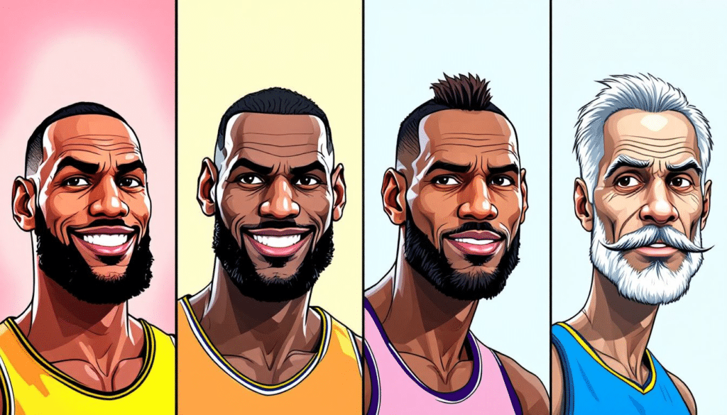 LeBron James' hairline transformation over the years.