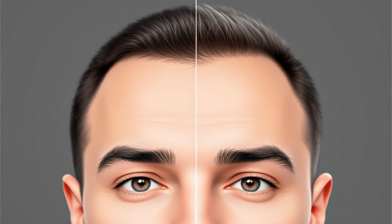 Illustration of a receding hairline transformation.