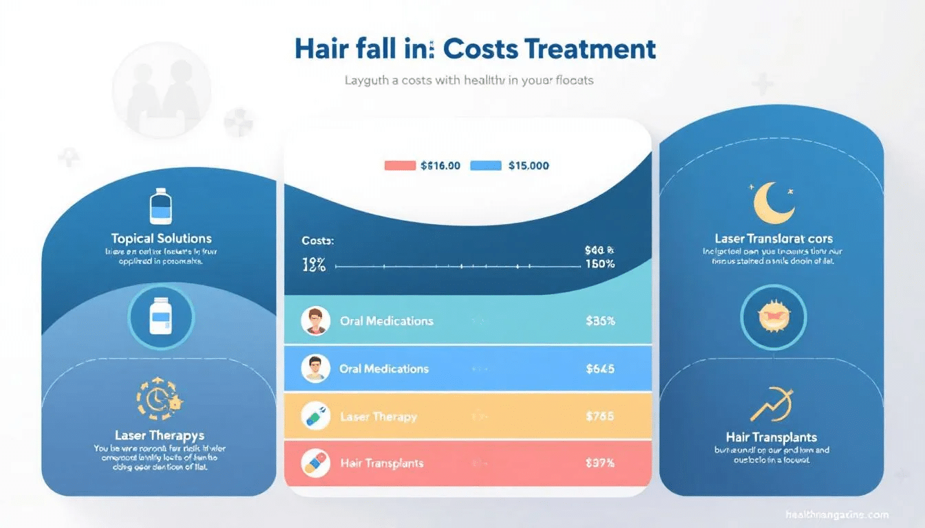 An infographic showing the various costs associated with hairfall treatments.