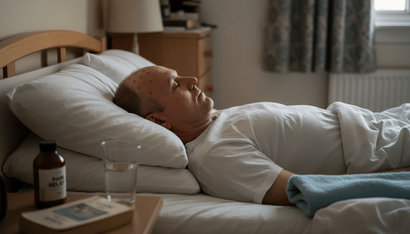 Man sleeping with elevated head after transplant